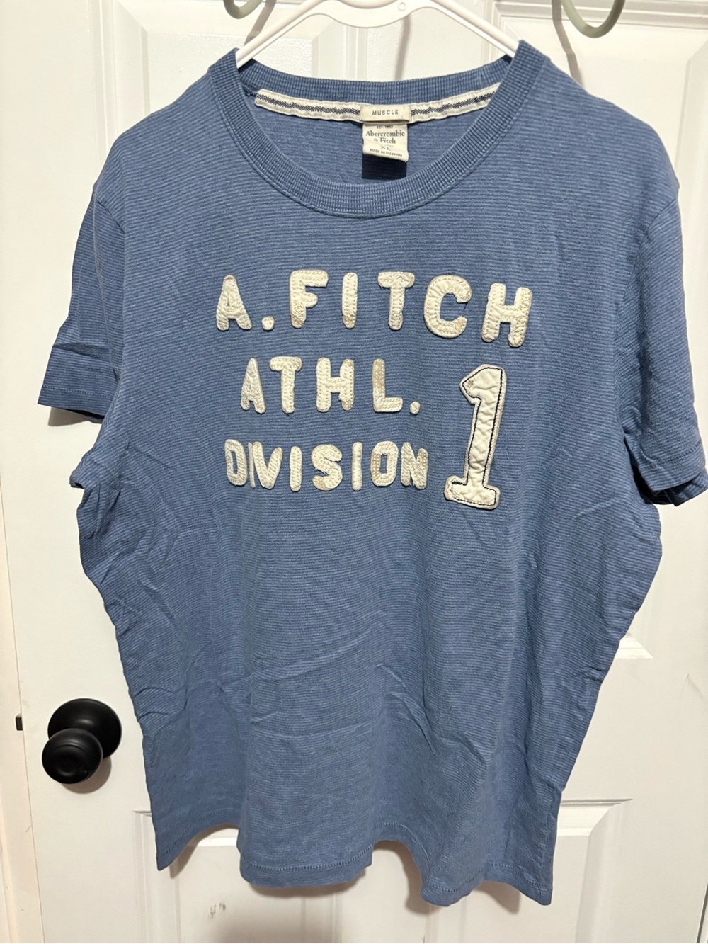 Abercrombie & Fitch Light Blue 'A. Fitch Athl. Division 1' Short Sleeve Tee